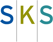 SKS logo: blue S, olive K, teal S