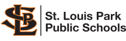 St. Louis Park Public Schools logo with orange and black SLP monogram.