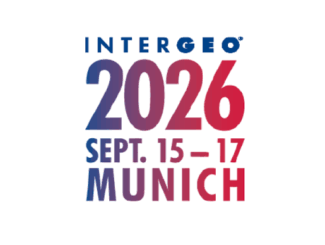 Intergeo 2026 logo with dates September 15–17 in Munich (gradient blue to red).